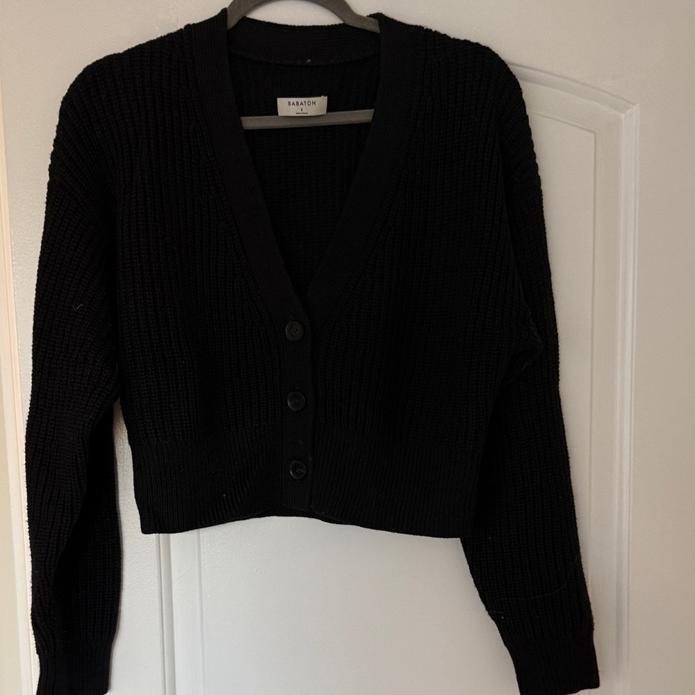 Sandro Black Button-Up Cardigan